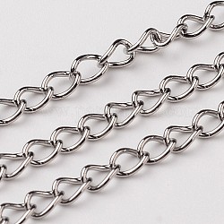 304 acero inoxidable cadenas de bordillo cadenas retorcidas, soldada, color acero inoxidable, 4x3x0.6mm