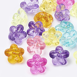 Perles en acrylique transparente, fleur, couleur mixte, 10x10.5x7mm, Trou: 1.5mm, environ 1930 pcs/500 g