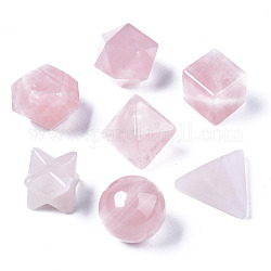 Природного розового кварца бусы, нет отверстий / незавершенного, чакра стиль, для проволоки завернутые кулон материалы, 3d форма, круглый и кубический и треугольный и меркаба звезда и биконус и восьмиугольник и многоугольник, 13.5~21x13.5~22x13.5~20 мм