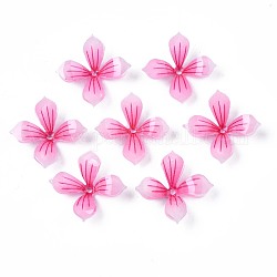 Kunststoff-Perlen, Blume, Perle rosa, 22~23x22~23x5.5 mm, Bohrung: 1.4 mm