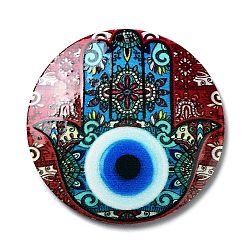 Pendentifs acryliques opaques, rond plat avec hamsa main & mauvais oeil, rouge foncé, 42.5x2mm, Trou: 1.5mm