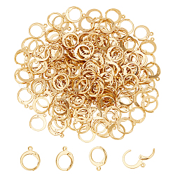 Nbeads 200Pcs 304 Stainless Steel Leverback Earring Findings, with Loops, Real 18K Gold Plated, 14.5x12x2mm, Hole: 1.2mm