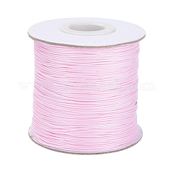 Cordon de polyester ciré, cordon perle, perle rose, 0.5mm, environ 169.51~174.98 yards (155~160 m)/rouleau