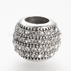 Perline in lega strass, perline con foro grande, rondelle, cirstallo, 11.5~12x9.5mm, Foro: 5.5 mm