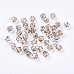 Perles d'imitation cristal autrichien, grade AAA, facetté (32 facettes), ronde, grises , 4mm, Trou: 0.7~0.9mm