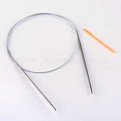 Steel Wire Stainless Steel Circular Knitting Needles and Random Color Plastic Tapestry Needles, More Size Available, Stainless Steel Color, 650x5mm, 52x1mm, 2pcs/bag