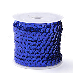 Eco-Friendly Plastic Paillette Beads, Sequins Beads, Ornament Accessories, Flat Round, Blue, 6mm, about 5m/roll