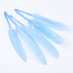 Accessori costume in piuma d'oca, tinto, cielo azzurro, 100~175x13~25mm