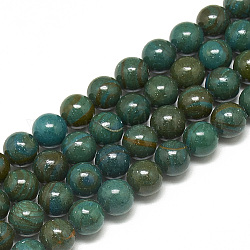 Synthetische imperiale Jaspisperlenstränge, gefärbt, Runde, blaugrün, 8~8.5 mm, Bohrung: 1 mm, ca. 50 Stk. / Strang, 15.7 Zoll