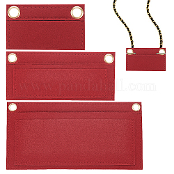 Wadorn 3 pz 3 inserti organizer per borse in feltro di lana, mini borsa modellante in feltro premium, accessori per borse, rettangolo, rosso scuro, 9.2~25x5.4~12.4x0.35~1.2cm, Foro: 9.5 mm, 1pc / style