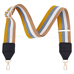 Correas ajustables para bolso con correas de poliéster con patrón de rayas, con cierre giratorio de aleación, vara de oro, 92~150 cm