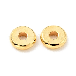 Rack Plating Brass Beads, Flat Round, Cadmium Free & Nickel Free & Lead Free, Real 18K Gold Plated, 6x1.5mm, Hole: 1.8mm