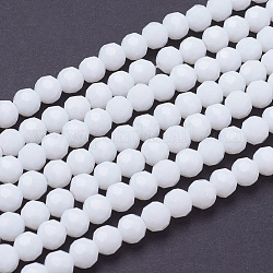 Brins de perles rondes en verre à facettes (32 facettes), blanc, 6mm, Trou: 1.2mm, Environ 88~91 pcs/chapelet, 19.49 pouce ~ 20.08 pouces (49.5~51 cm)
