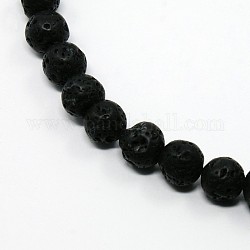 Fili di perle rotonde in pietra lavica sintetica, 8mm, Foro: 1 mm, circa 49pcs/filo, 15.5 pollice