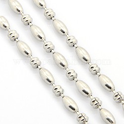 Electroplate Stainless Steel Ball Chains, Soldered, Collar Necklace, Rice and Round, Stainless Steel Color, 3mm