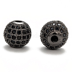 Латунные шарики циркония кубической, круглые, металлический черный, 10 мм, отверстие : 1.5 мм