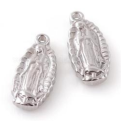 201 Stainless Steel Lady of Guadalupe Pendants, Virgin Mary, Stainless Steel Color, 18.5x8.5x3.5mm, Hole: 1.5mm