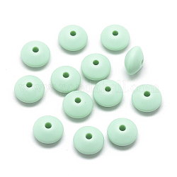 Food Grade Eco-Friendly Silicone Beads, Chewing Beads For Teethers, DIY Nursing Necklaces Making, Rondelle, Pale Turquoise, 12x6~7mm, Hole: 2mm