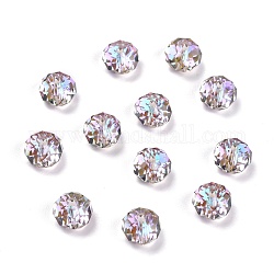Verre imitation perles de cristal autrichien, de couleur plaquée ab , facette, plat rond, violet, 8x5.5mm, Trou: 1.5mm
