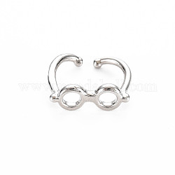 メンズアロイカフフィンガー指輪  オープンリング  カドミウムフリー＆鉛フリー  眼鏡  プラチナ  usサイズ6 1/2(16.9mm)