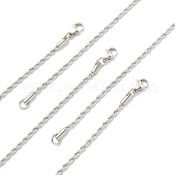 5 Uds. 304 collares de cadena de cuerda de giro redondo de acero inoxidable para hombres y mujeres, color acero inoxidable, 20 pulgada (50.8 cm)