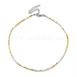 Стекло бисером ожерелье, Сплав с застежками, желтые, 16.10 дюйм (40.9 см)