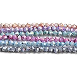 Hebras opacas de perlas de vidrio pintadas para hornear, color de ab, facetados, bicono, color mezclado, 3x2.5~2.8mm, agujero: 0.7 mm, aproximamente 157~160 pcs / cadena, 16.38~16.54 pulgada (41.6~42 cm)