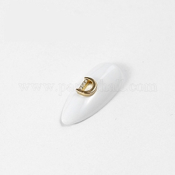 Decorazioni in nail art in lega, con zirconi, chiaro, oro, lettera d, 6x5mm