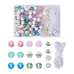 Crafans DIY Gemstone Bracelet Making Kits, Including Natural Howlite & Synthetic Moonstone Beads, Elastic Cords, Mixed Color, Beads: 190Pcs/box