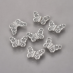 Tibetan Style Alloy Beads, Butterfly, Lead Free & Cadmium Free, Antique Silver, about 11x15x1.5mm, Hole: 1.5mm