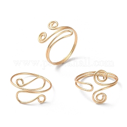 Set di anelli per polsini a vortice da 3 pz, anelli avvolti in filo di rame, oro, misura degli stati uniti 3 9 (3/4mm), 19.5pc / style