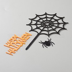 Acryl Spinnennetz & Halloween Wortkuchen Einlage Kartendekoration, für Halloween-Kuchendekoration, Schwarz, 155x100x1 mm
