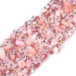 Hotfix rhinestone, con cuentas de concha y adorno de pedrería, cinta de rhinestone de costura de vidrio de vidrio, accesorios de vestuario, rosa, 35mm