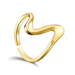 Shegrace regolabile 925 anelli in argento sterling polsino, anelli aperti, onda, vero placcato oro 18k, misura degli stati uniti 6 (16.5mm)