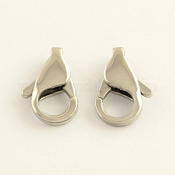 304 Stainless Steel Lobster Claw Clasps, Stainless Steel Color, 15x10x3.5mm, Hole: 1.5mm