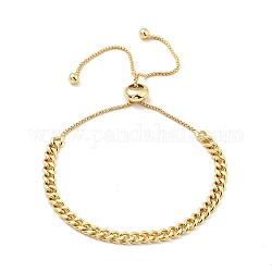 Brass Cable Chains Slider Bracelet for Women, Cadmium Free & Nickel Free & Lead Free, Real 18K Gold Plated, Inner Diameter: 1-1/2~3-3/8 inch(3.8~8.5cm)