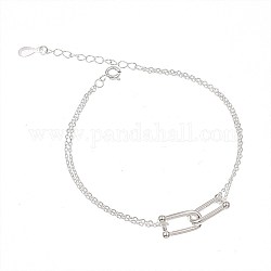 Ineinandergreifendes Doppeltwist-Ring-Gliederarmband für Teenager-Mädchen-Frauen, 925 Sterling Silber Armband, Platin Farbe