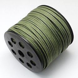 Шнуры из искусственной замши, искусственная замшевая кружева, темно-оливковый зеленый, 2.7x1.4 мм, около 98.42 ярда (90 м) / рулон