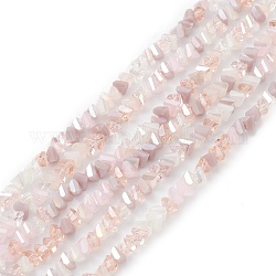 Gradient Color Electroplate Glass Bead Strands, AB Color Plated, Faceted, Triangle, Misty Rose, 4x3.5x3mm, Hole: 0.8mm, about 133~144pcs/strand, 14.49~15.55 inch(36.8~39.5cm)