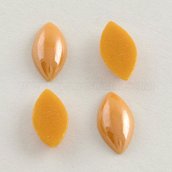 Pearlized Plated Opaque Glass Cabochons, Horse Eye, Gold, 18x9x4.5mm