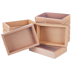 Ящик из крафт-бумаги, Праздничные подарочные упаковочные коробки, подарочные коробки, для ювелирных изделий, свадьба, с пластиковыми окнами пвх, деревесиные, 15x9x5.2 см