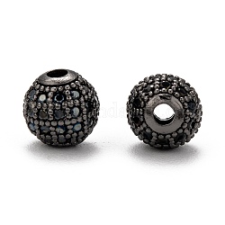 Perles de cubes zircone en laiton , ronde, gunmetal, 8mm, Trou: 1.5mm