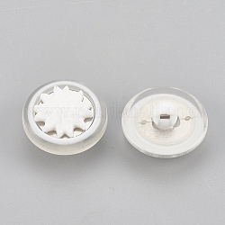 Botones de caña de plástico, 1 agujero, plano y redondo, blanco, 16.5x9mm, agujero: 2 mm