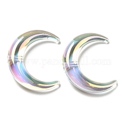 Perles acryliques de placage uv transparent, iridescent, lune, clair, 46x39x10mm, Trou: 3mm