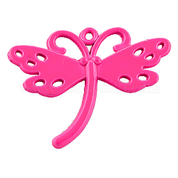 Lovely Dragonfly Pendants, Spray Painted Alloy Pendants, Cadmium Free & Lead Free, Hot Pink, 27x36x2mm, Hole: 2mm
