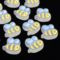 Perles en acrylique transparente, avec l'émail, mat, abeille, fumée blanche, 23.5x26x9mm, Trou: 3mm