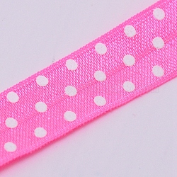 Flache elastische Gummischnur / Band, Gurtzeug Nähzubehör, Tupfenmuster, neon rosa , 15.5 mm