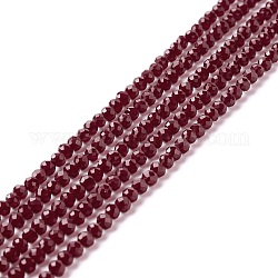 Chapelets de perles en verre transparente  , facette, ronde, rouge foncé, 3mm, Trou: 0.8mm, Environ 127~139 pcs/chapelet, 14.09~14.53 pouce (35.8~36.9 cm)