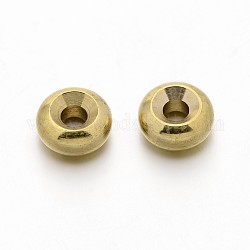Perles séparateurs en laiton, rondelle, brut (non plaqué), sans nickel, 6x3mm, Trou: 2mm
