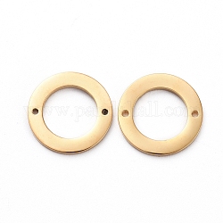 Placcatura sottovuoto 304 connettori in acciaio inossidabile per la creazione di gioielli, lucidatura manuale, anello, oro, 10x1mm, Foro: 0.6 mm